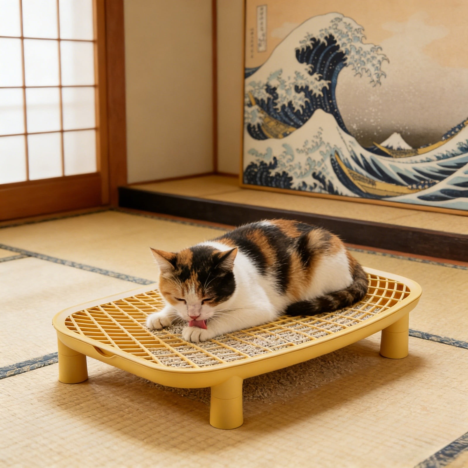 Cat Litter Box Step Mat 18.1"x11.8"x3.5", Double Layer Litter Catcher & Trapper, Waterproof Non- Easy Clean Mat for Large Litter Boxes, Pedal Step for Dorm Living Room Home