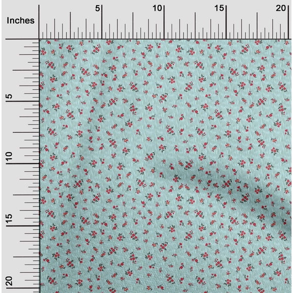 oneOone Cotton Jersey Baby Blue Fabric Leaves & Floral Artistic Craft Projects Decor Fabric Printed By The Yard 58 Inch Wide