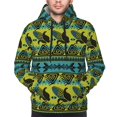 Zufioo Teal Vintage Corn Pattern Design Fleece Comfortable Hoodie for