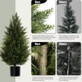 thumbnail image 4 of OLIVIVI Artificial Topiary Cedar Trees 3FT Tall 2 Set, Indoor Faux Pine Shrubs Plants, Realistic Fake Plants Outdoor Front Porch Decor, Artificial Bushes Cypress for Home Front Door Offices, 4 of 12