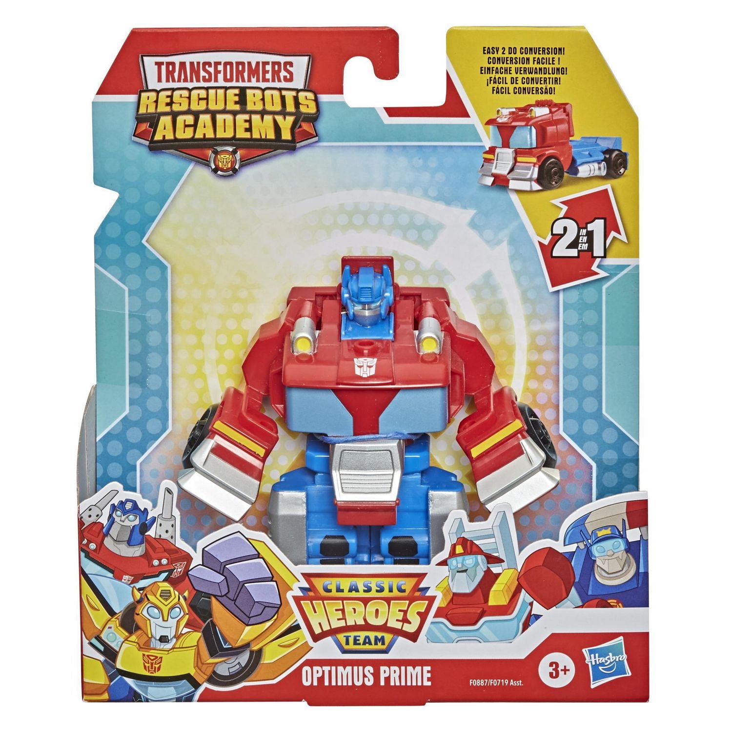 Playskool Heroes Transformers Rescue Bots Academy Classic Heroes Team Optimus Prime Converting Toy, 4.5-Inch Action Figure, Ages 3 and Up