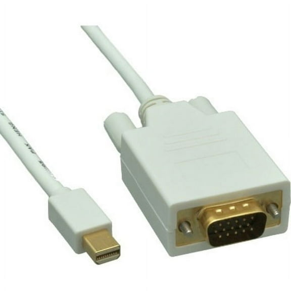 Mini DisplayPort to VGA Monitor Cable, Thunderbolt to VGA Cable, Mini DisplayPort Male to VGA Male, White, VGA to Mini Displayport Cable, 10 feet, CableWholesale