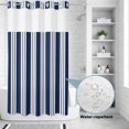 thumbnail image 3 of No Hook Shower Curtain, Striped Navy Blue Shower Curtains for Bathroom with See Through Top Window, Farmhouse Line Stripes Classic Waterproof & Washable Bath Curtain Small Stall 36"x78", 3 of 9