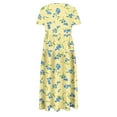 thumbnail image 5 of Viikei Women's Casual Tunic Boho Short Sleeve Dress,Women's Flower Printing Casual Short Sleeve Crewneck Dress Casual Flowy Tiered Maxi Beach Dress Yellow S, 5 of 6