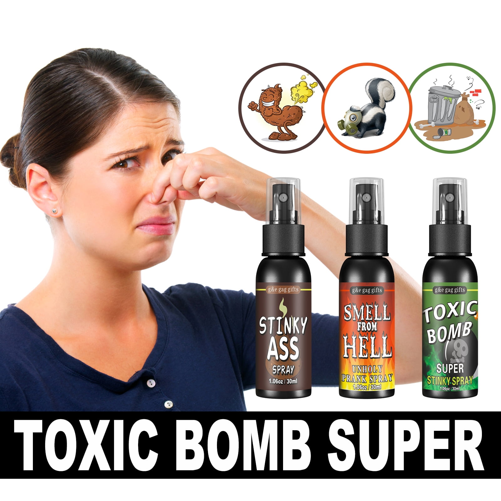 G&E PRODUCTS - Gag Gifts 2 Pack Stinky Fart Spray - Plus 1 bottle of of  Stinky Hand Gel Prank - Leaves Hand Smelling Gross