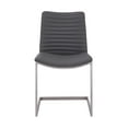 thumbnail image 2 of April Contemporary Dining Chair in Brushed Stainless Steel Finish and Grey Faux Leather - Set of 2, 2 of 9