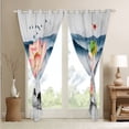 thumbnail image 4 of Erosebridal Oriental Style Curtains Pink Lotus Flower Curtains & Drapes Women Watercolor Painting Blackout Curtains Mountain Silhouette Living Room Curtains Botanical Floral Window Treatments, 4 of 6