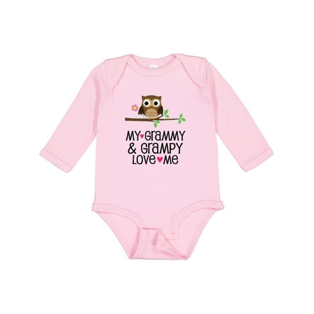 

Inktastic Grammy and Grampy Love Me Owl Girls Long Sleeve Baby Bodysuit