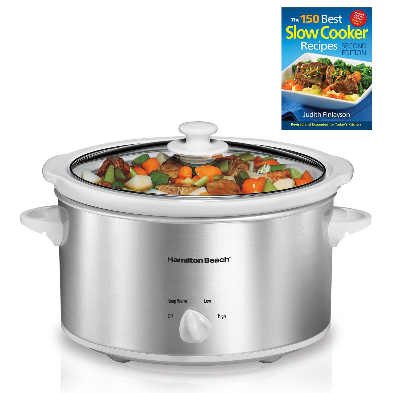 Hamilton Beach Counter Top 4 Quart Oval Slow Cooker Pot 150 Recipe Cookbook Walmart