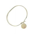 thumbnail image 2 of 7 inch Oval Eye Hook Bangle Bracelet w/ Plain Disc medal charm w/ Rose Swarovski Crystal, 2 of 3