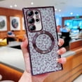 thumbnail image 5 of for Samsung Galaxy S23 Ultra Case Compatible with MagSafe Cute Leopard Glitter Magnetic Phone Case Luxury Plating Clear Camera Cover Shockproof Soft Bumper S23 Ultra Women Case (Deep Purple), 5 of 11