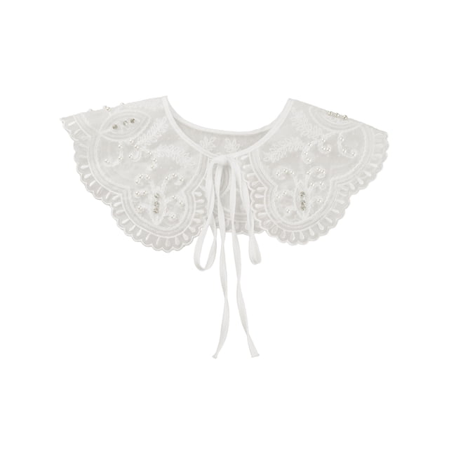 INSPIRE CHIC Collier Détachable Faux, Mini Cape Col Ras du Cou Faux Dickey pour Blouse Blanc-3 (Lacets Blancs)