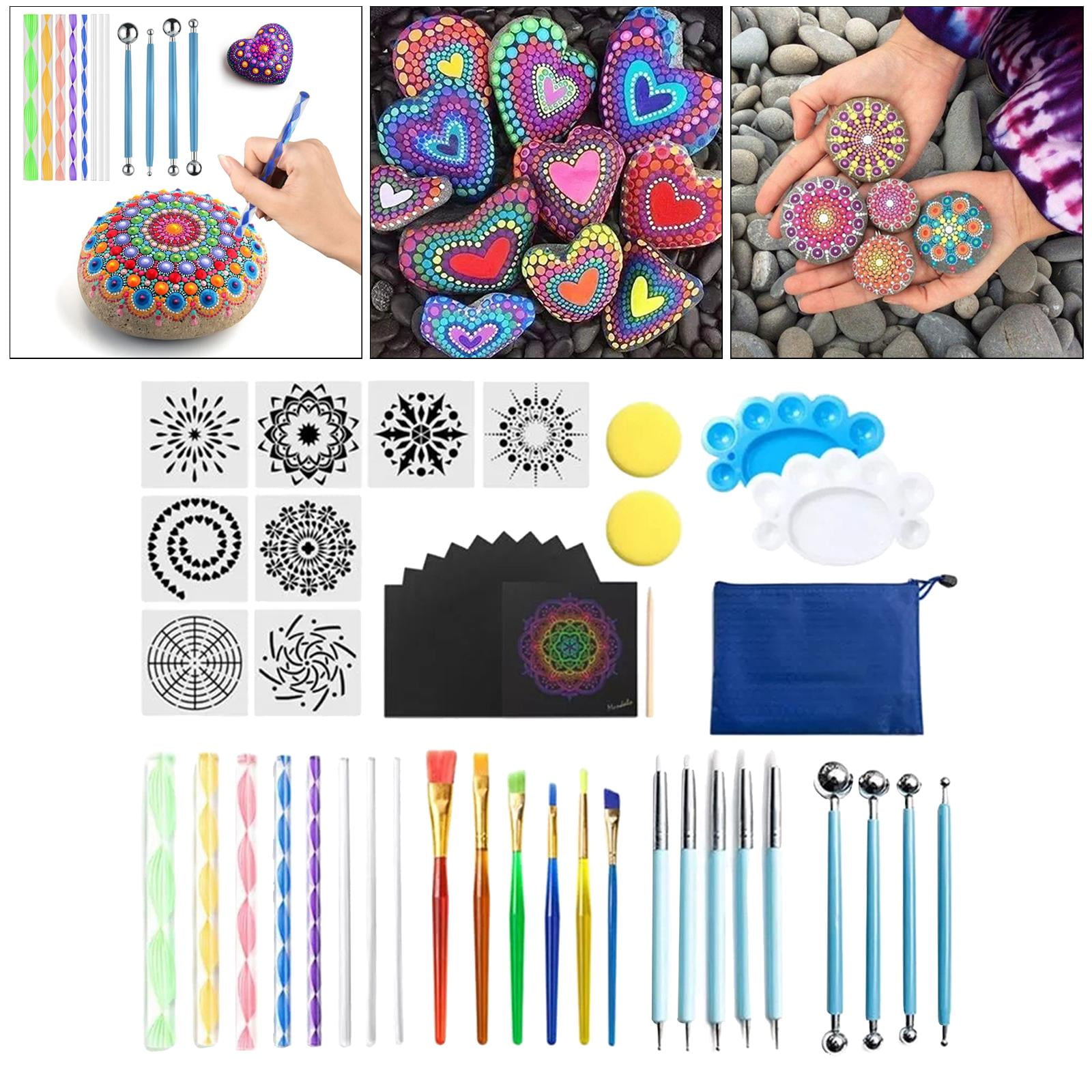 FVDPWYE 47PCS Mandala Dotting Tools Set with Mandala Stencil/Dotting Tools/Brushes/Paint