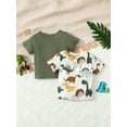 thumbnail image 4 of KIMI BEAR Newborn Baby Boys Tops Short Sleeves Dinosaur Print T-shirt + Solid Color T-shirt 2pcs Baby Boys Clothes Summer Fall Green 6-9 Months, 4 of 9