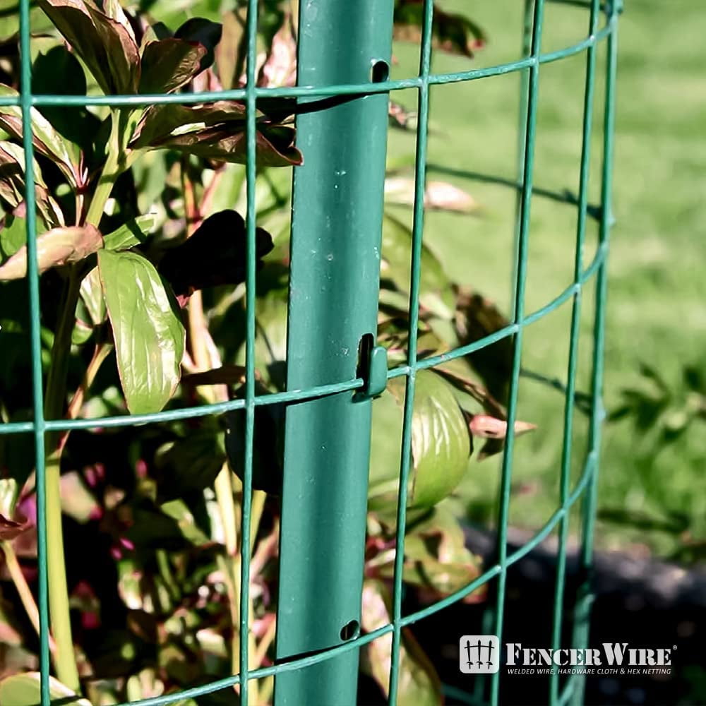 Fencer Wire Vinyl Coated 16 Gauge Welded Fence Wire Roll, Mesh Size 2-Inch x 3-Inch, Green Metal Garden Fencing Wire Grid Hardware Cloth, Multiple Use for Home Improvement