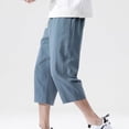 thumbnail image 3 of Kadahis Men's Casual Linen Capri Pants Drawstring Summer Beach Yoga Trousers, 3 of 5