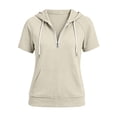 thumbnail image 5 of Amketima T Shirts for Women Half Zip Short Sleeve Hoodie, Raglan Sleeve Kangaroo Pocket Drawstring Hooded Pullover Top,Casual Athletic Sweatshirt Summer Tops for Women 2026, 5 of 8