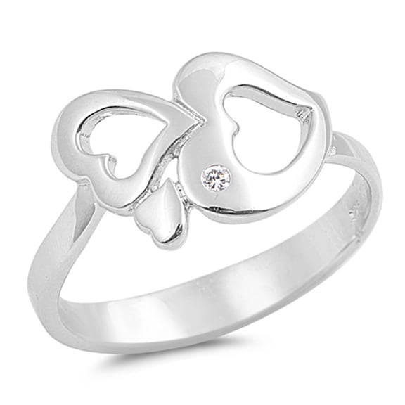 Infinity Hearts White Cubic Zirconia Promise Ring .925 Sterling Silver Band Jewelry Female Size 9