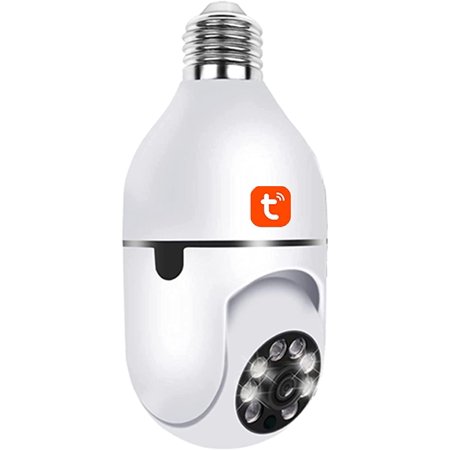 Tuya Smart WiFi IP Camera E26 Light Bulb,2MP PTZ Night Vision Camera