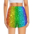 thumbnail image 2 of Lsque Glitter Rainbow Printed Women's Running Shorts with Liner Pockets,Elastic Quick Dry Workout Athletic Gym Yoga Shorts,Womens High Waist Shorts-Small, 2 of 9