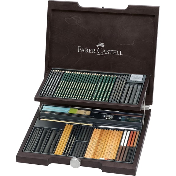 Faber-Castell 85 Pieces Pitt Monochrome Wooden Drawing Pencils Case