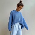 thumbnail image 5 of Womens Sweaters Fall Oversized Chunky Knitted Pullover Sweater Casual Long Sleeve Crewneck Cute Sweaters Blue XL, 5 of 10