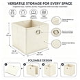 thumbnail image 3 of Dailivio Collapsible Fabric Cube Storage Bins (10.5" x 10.5"), Storage Cubes Organizer Bin with Handles for Clothes, Beige, 2 Pack, 3 of 8
