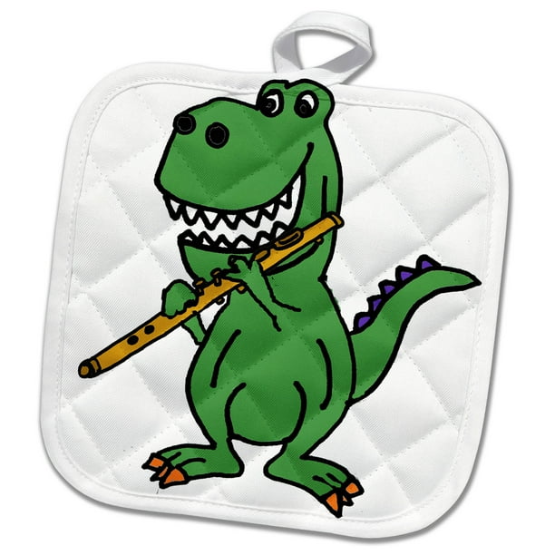 dinosaur with flute on head