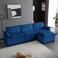 thumbnail image 4 of Gewnee 4-Seater L-Shaped Modular Velvet Sectional Sofa with Movable Ottoman - Living Room Furniture, 4 of 16