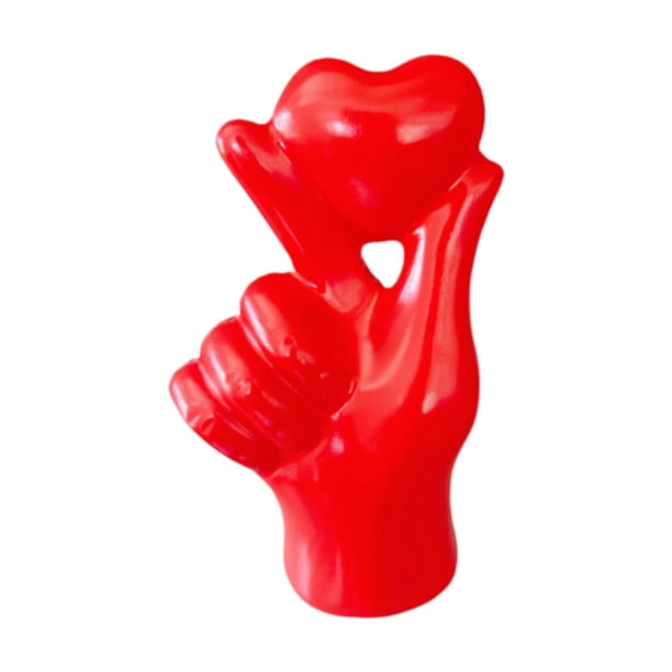 Estatua de dedo con gesto de mano y corazón, escultura de gesto de amor, figura de resina de regalo para Rojo