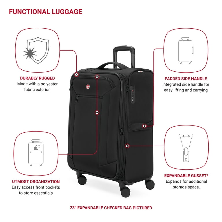 SWISSGEAR Stride 3-Piece Expandable Spinner Luggage Set in Black