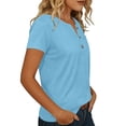 thumbnail image 4 of Babysbule Women's V Neck Button Placket Short Sleeve Henley T Shirt, Casual Loose Fit Top for Daily All Season Wear, 4 of 6