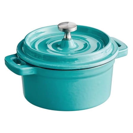 Cast Iron Enameled Cookware (Pot Mini 0.5 Qt., Aqua)