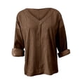 thumbnail image 4 of Soyumi Womens Denim Top, 90S Grunge Oversized Jean Shirt Button Up Pullover Blouse Loose Fit Drop Shoulder Long Sleeve with Pocket Casual Boho Top for Women Brown, 4 of 6