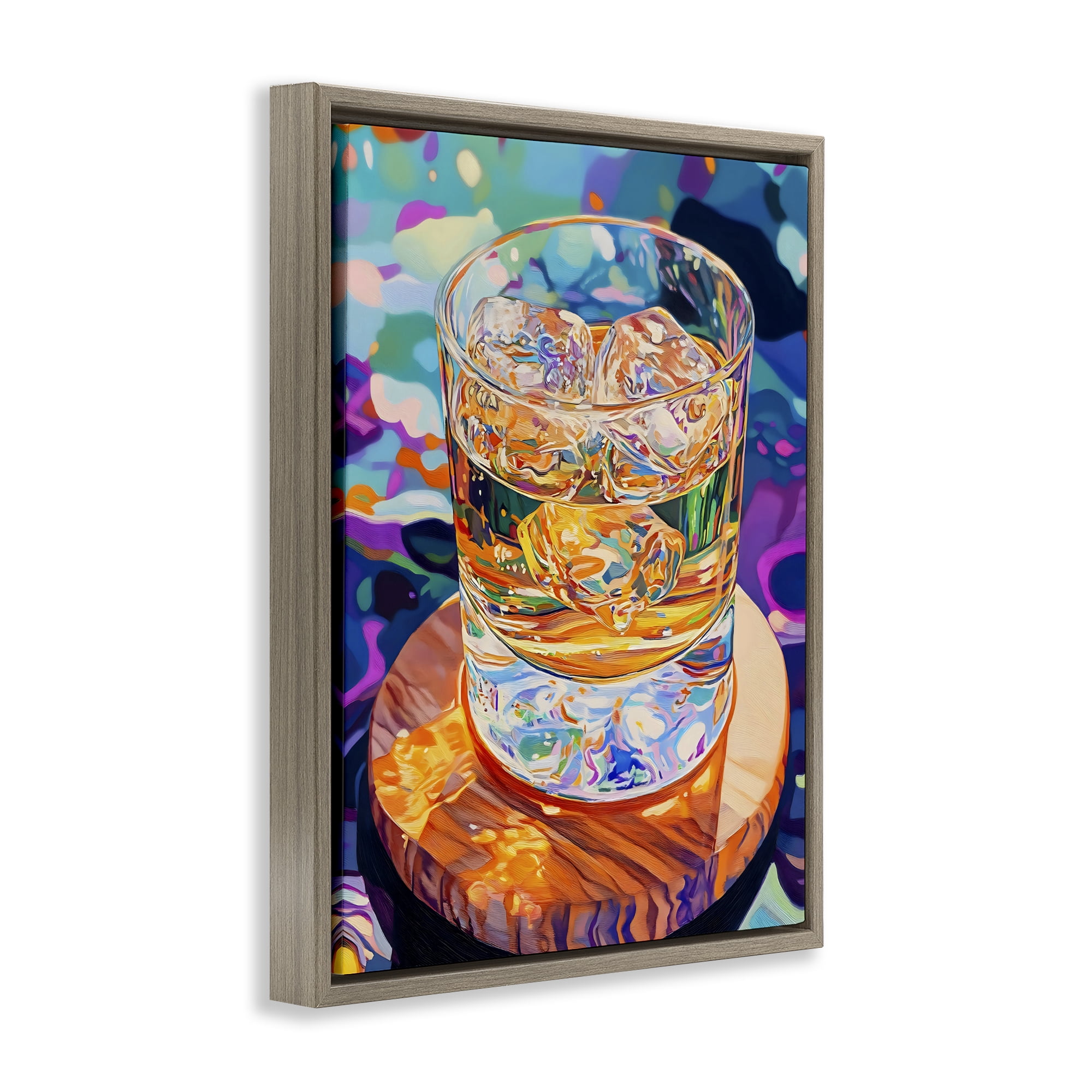 Stupell Industries Ice Cold Glass Reflections Brown Framed Floater Canvas Wall Art, design by Creative Studio