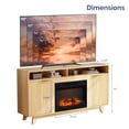 thumbnail image 5 of Hassch Fluted TV Cabinet with Electric Fireplace & Remote, 58" Media Console with 23" Heater & Open Compartments, Farmhouse Entertainment Center for TVs up to 70 inches (Oak+Gold), 5 of 6
