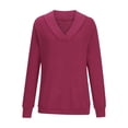 thumbnail image 5 of ClodeEU Women's Plus Size V Neck Sweater,Dressy Casual Fashion Soft Loose Sweater Hot Pink,Womens Plus S, 5 of 6