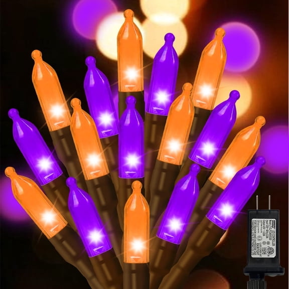 Orange Purple Halloween String Lights Outdoor, 32.5FT 100 LED Waterproof Christmas Lights with 16 Lighting Modes for Halloween Garden Party Christmas Xmas Tree Lights Decor