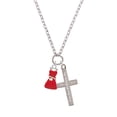 thumbnail image 2 of Delight Jewelry Silvertone Red Dress Everlasting Love Engraved Cross Zoey Necklace, 28", 2 of 4