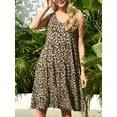 thumbnail image 3 of Mengpipi Women's Summer Casual Sleeveless V-Neck Swing Tank Dress Casual Flowy Tiered Beach Dress, Leopard-Khaki-XXL(US 20-22), 3 of 8