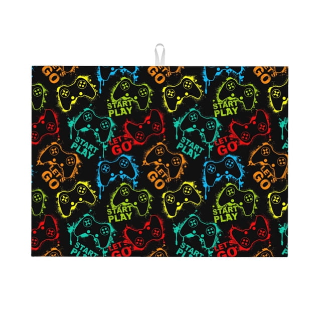 Balery Play Game Start Alfombrilla de Secado para Cocina, 18x24 Pulgadas, Súper Absorbente para Platos y Encimeras