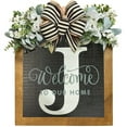 thumbnail image 2 of Sunjoy Tech Front Door Wreath Burr-free Alphabet Design Faux Greenery with Bowknot Initial Last Name Year Farmhouse Welcome Door Sign Home Supplies, 2 of 8