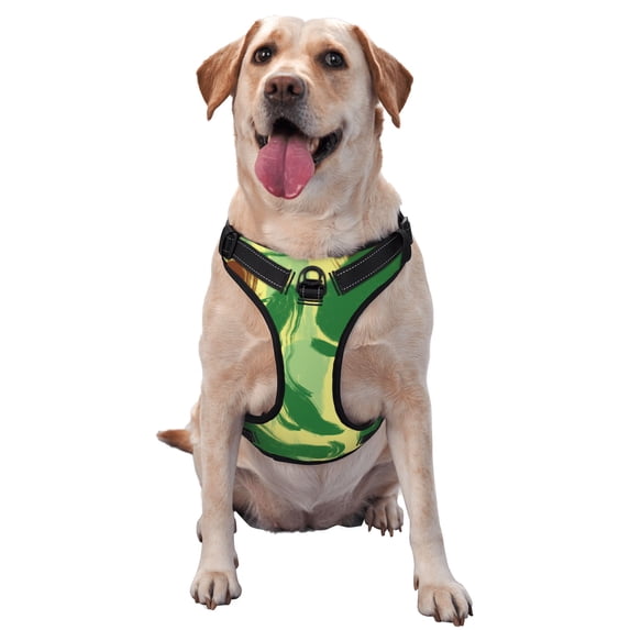 Green Abstract Graffiti Dog Harness, Pet Dog Out to Prevent Break Free Leash, Adjustable, Easy to Wear, Small
