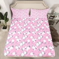 thumbnail image 2 of Homewish Romantic Rose Queen Sheet Sets,Cute Cartoon Flower Flat Sheet,Pink White Queen Fitted Sheet For Girl Teens,Ultra Soft Home Decor,4pcs, 2 of 7