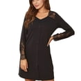 thumbnail image 2 of Single Breasted Lace Nightdress, V Neck Lace Cutout Long Sleeve Dress Skin Friendly Breathable  For Dating For Holiday ANGGREK Negro M, 2 of 7