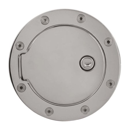 - Gas Door, Billet Aluminum Chrome Gas Cap Door Cover With Lock For Gmc Chevrolet
