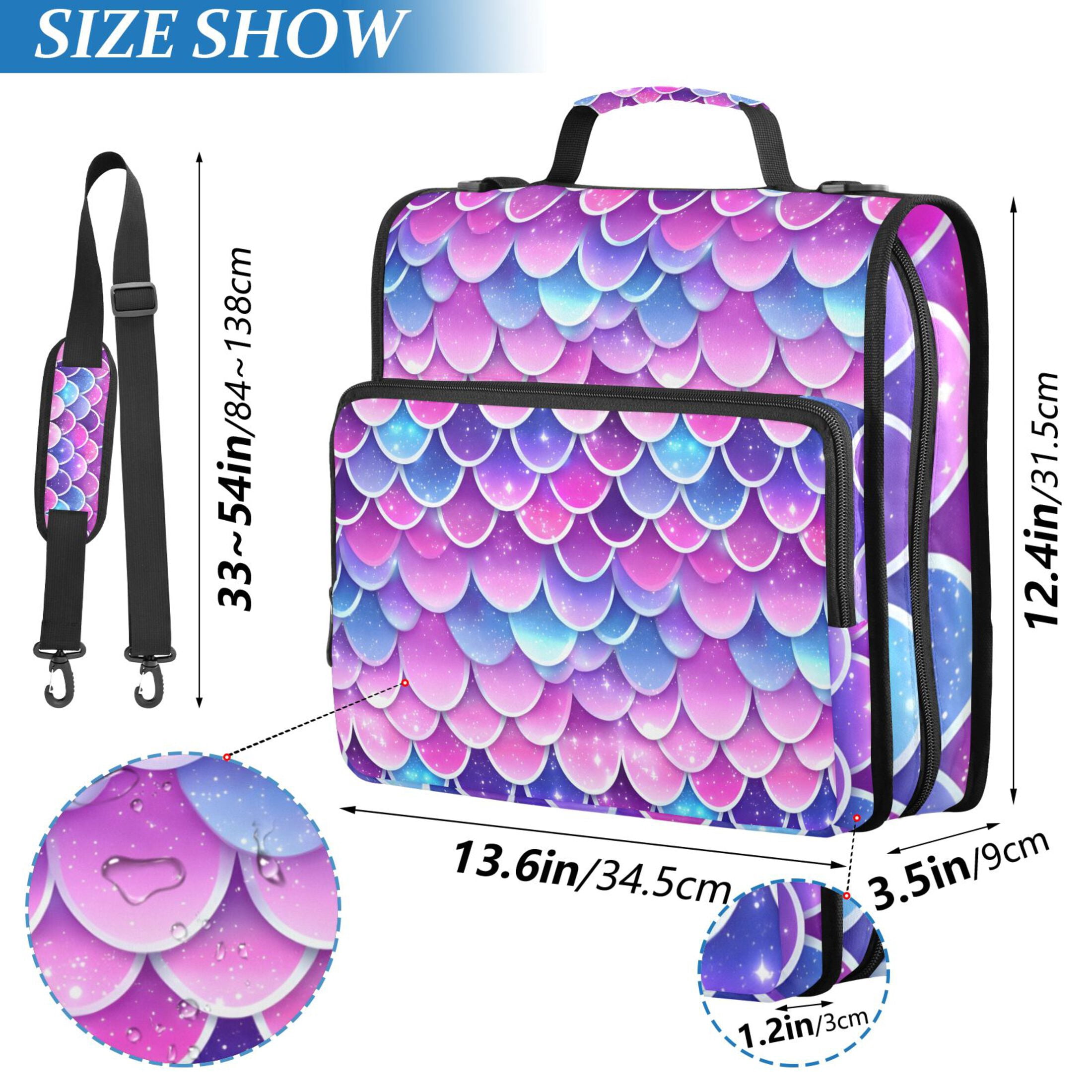 ALAZA Zipper Binder Sparkling Mermaid Scales 3 Ring Trapper Keeper File Folder Organizer Bag