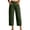 Army Green, variant on Women's Straight Leg Capri Pants Elastic Waist Cotton Blend Lounge Khaki Loose Fit Cropped Pants with Pockets Size L