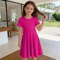 thumbnail image 5 of Fgnfyis Toddler Dress Short Sleeve Rib Knit Solid Color Casual Party Girls Toddler Kids Girls Summer Dresses Hot Pink 8-9 Years, 5 of 6