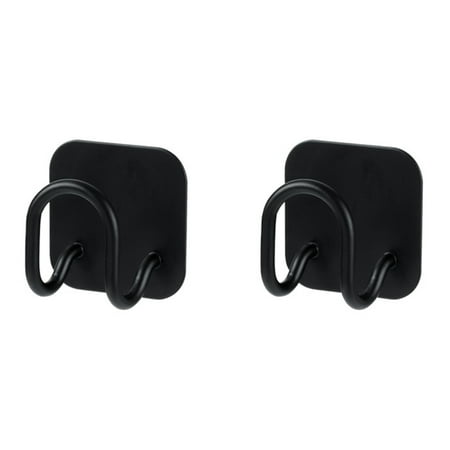 

ifundom 2pcs Stainless Steel Sponge Hooks Punch Free Storage Hooks Wall Hooks (Black)